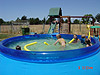 The kids playing in the pool