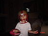 Tyler with his new helmut and football