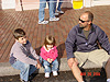 Tyler, Jordan, and Ken waiting for the park to open