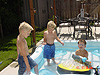 Scott hopping in the pool with Brett and Tyler