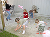 The kids picking up candy