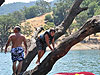 Ken and Tyler jumping off a dead tree