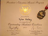 Tyler's Presidental award for Outstanding Academic Excellence