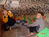 Destry and Tyler building a marble maze