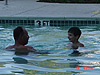 Ken and Tyler going for a swim at our hotel