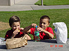 Tyler and Jonah eating lunch at Finley park