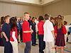 The students heading in to watch the spelling bee