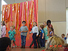 The kindergarten class heading up on stage