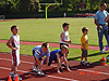 The first grade boys lining up to run