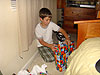 Tyler opening gifts in the morning