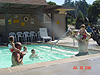 Tyler jumping in the pool