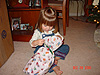 Jordan opening up a present from Heidi